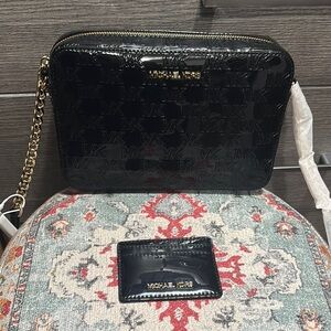 NWT Michael Kors Black Crossbody Bag with Gold-Tone Hardware